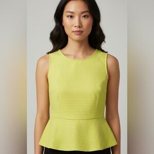 NWOT Structured Vibrant Yellow Sleeveless Peplum Top